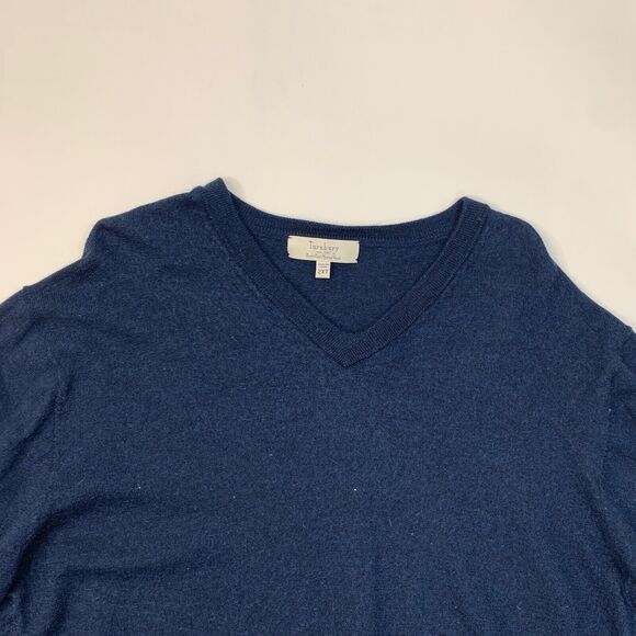 Turnbury Sweater Mens 2XT Tall Man Storm Blue Merino Wool V Neck Pullover - Picture 4 of 14